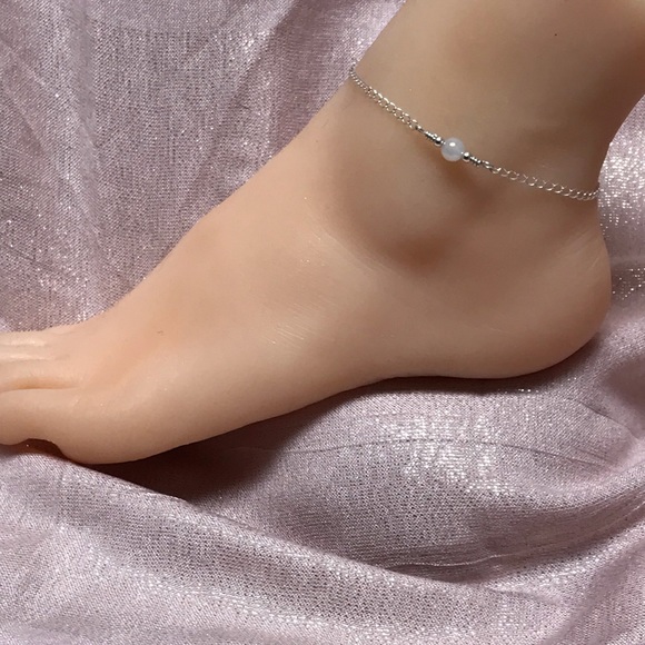 Moonstone Ankle Bracelet- Moonstone Sterling Silver Anklet - Picture 3 of 7